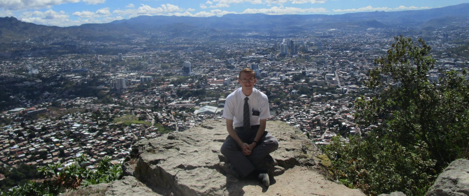 Landon sitting in Parque Obrero overlooking Tegucigalpa